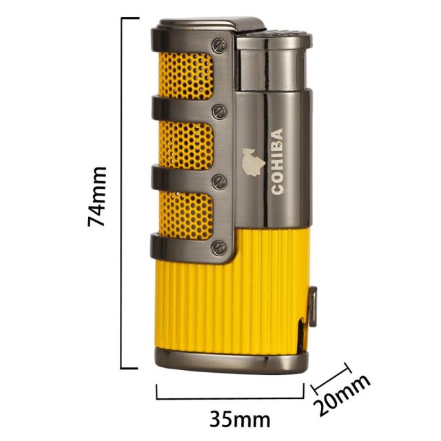 Windproof Butane 3 Torch Jet Flame Lighter With Cigars Cutter Punch