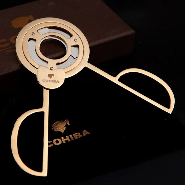 Triple Blades Stainless Steel Gold Plated Cigar Cutter Knife