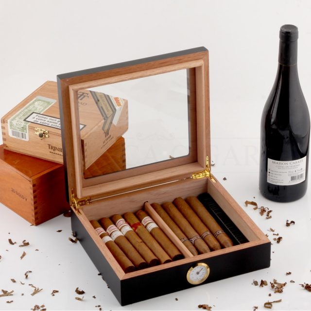 Cedar Wood Cigar Travel Humidor Box w Humidifier Hygrometer