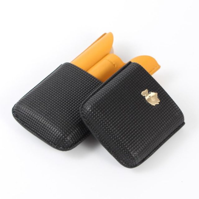 COHIBA Gadgets Leather Cigar Case Travel Humidor Holder Portable 3 Tubes Mini Cigar Humidor Box Fit Cuba Cigars Accessories