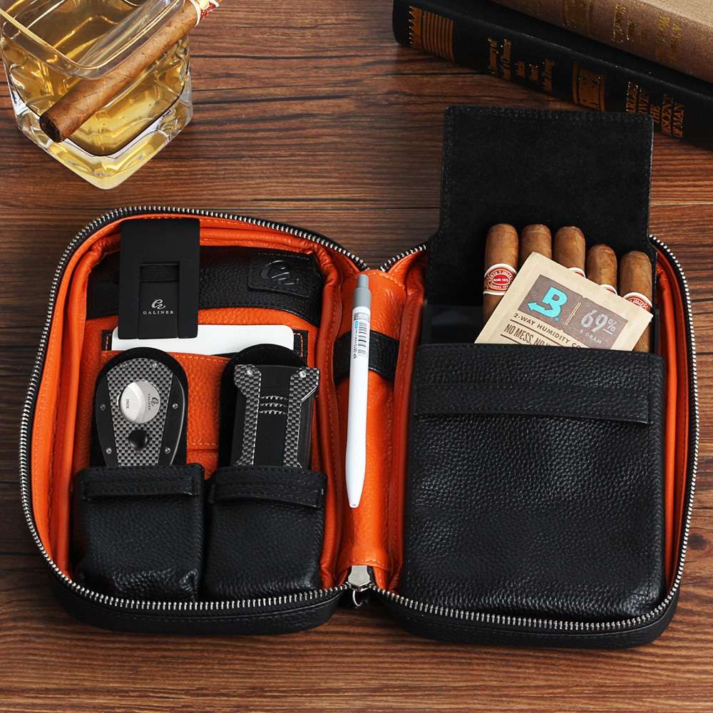 Best Travel Humidor – Portable Genuine Leather Cigar Humidor Pouch