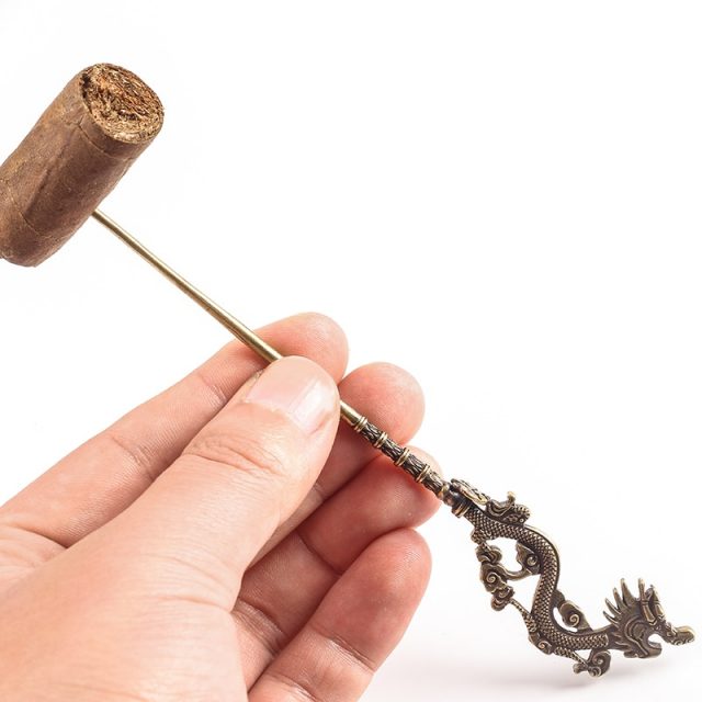 Brass Dragon Design Carved Precision Cigar Draw Enhancer Tool & Nubber Cigar Draw Tool Cigar Punch Smoking Accessories